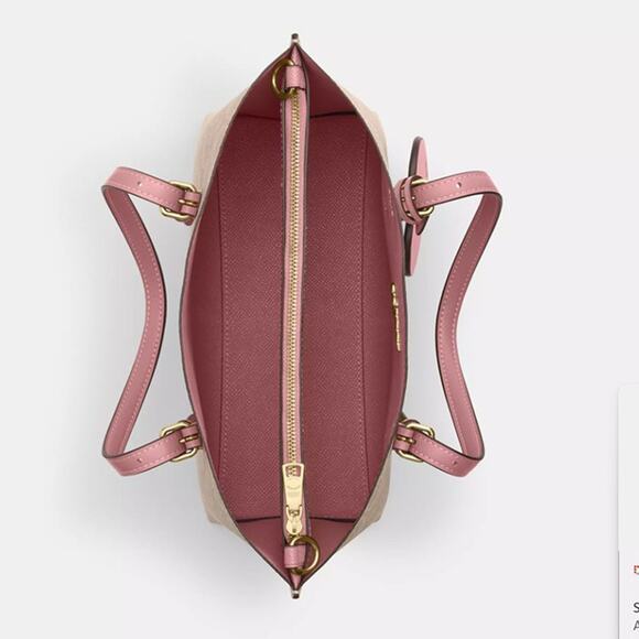 Last 1‼️Coach Mollie Tote Bag 25 Signature Canvas With Heart Charm CDF03 - Picture 3 of 10